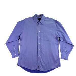 Nordstrom Mens Blue Cotton Long Sleeve Button-Up Shirt Size 15 1/2-33 Slim Fit